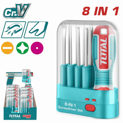 TOTAL 9 pcs Inter-Changeable  Screwdriver Set